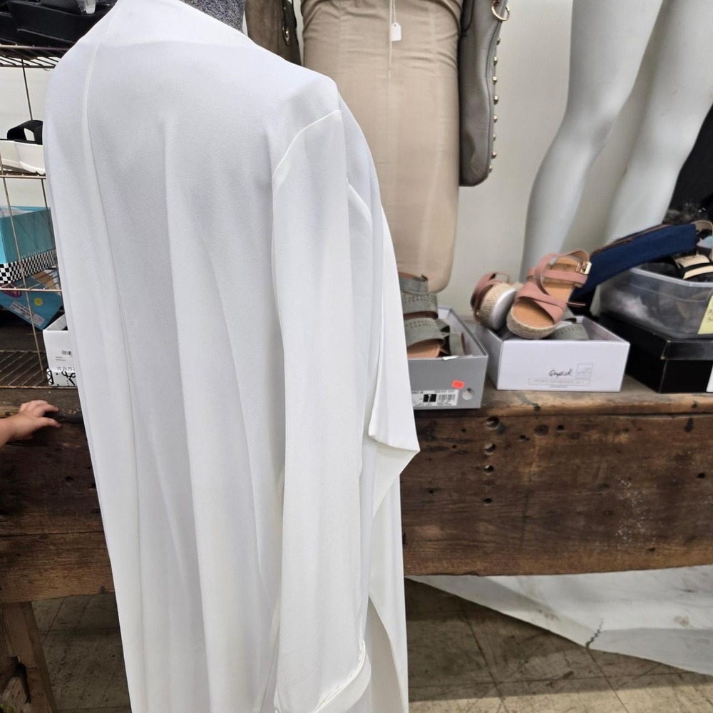woman's Worthington White duster cardigan with ruffle detail - Picture 5 of 8